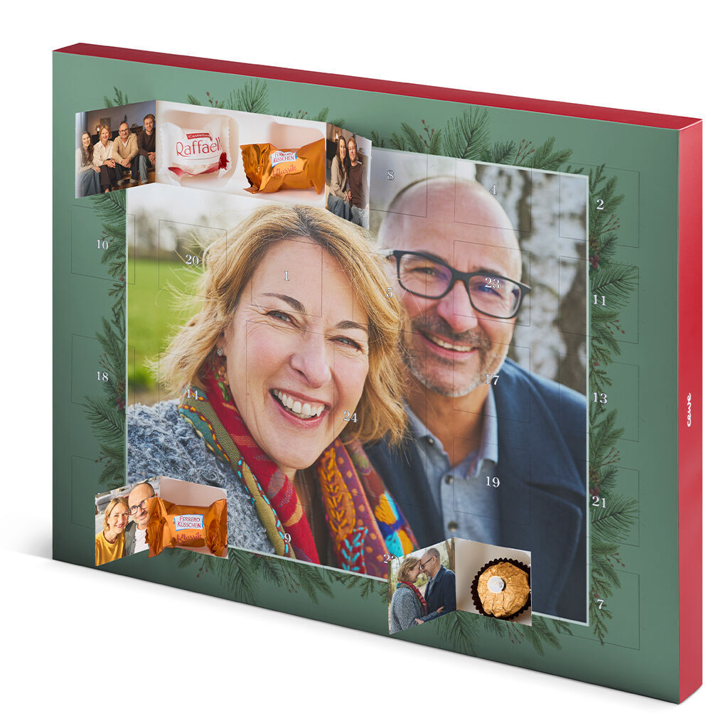 Stor chokoladejulekalender med Ferrero og 24 billeder - liggende
