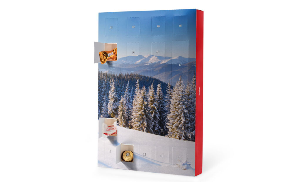 XXL chokoladejulekalender med Ferrero med eget billede - stående