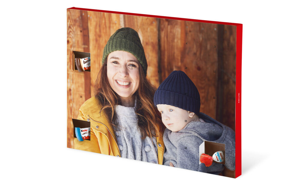 XXL chokoladejulekalender med kinder og eget billede - liggende